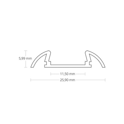 PO17 LED profiel 200cm, ultra-flat/wing, LED strips max. 11m