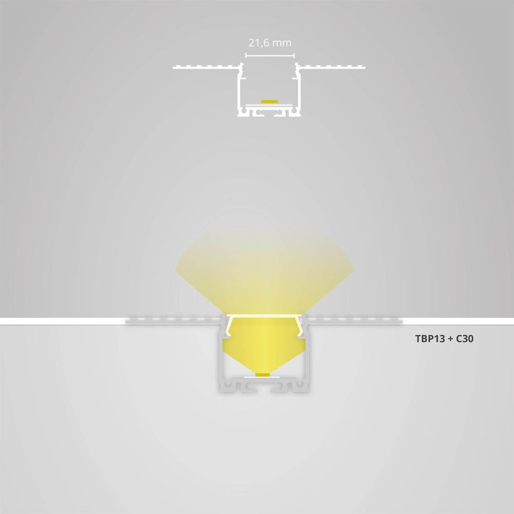 TBP13 gipsplaat profiel 200 cm, LED strips max. 21 mm