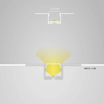 TBP13 gipsplaat profiel 200 cm, LED strips max. 21 mm