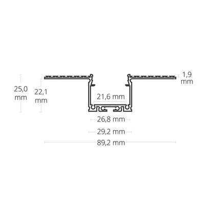 TBP13 gipsplaat profiel 200 cm, LED strips max. 21 mm