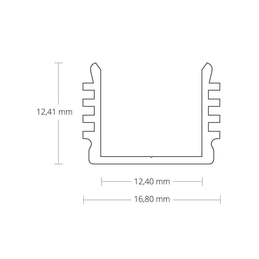 PL5 LED profiel 200cm, hoog, LED strips max. 12mm