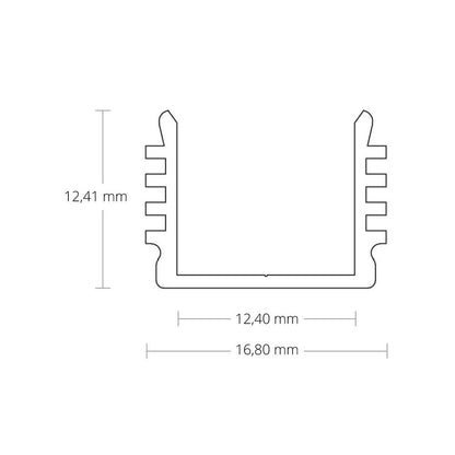 PL5 LED profiel 200cm, hoog, LED strips max. 12mm