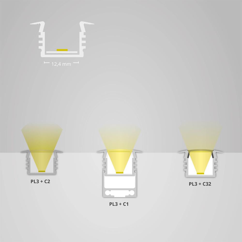 PL3 LED profiel 200cm, hoog / vleugel