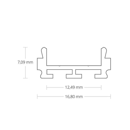 PL6 LED profiel 200cm, plat, LED strips max. 12 mm