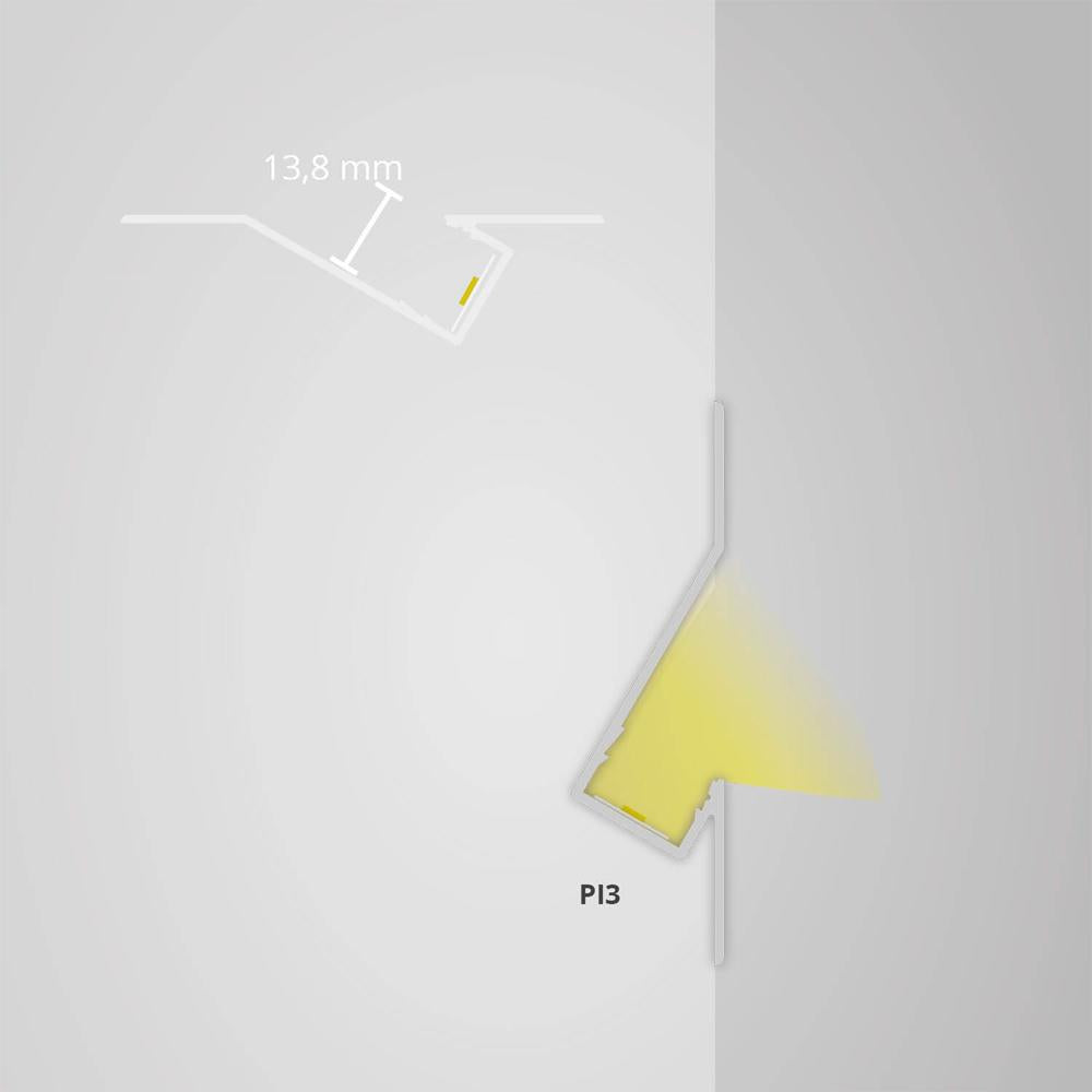 PI3n LED muurprofiel indirect 200cm, LED strips max. 13mm
