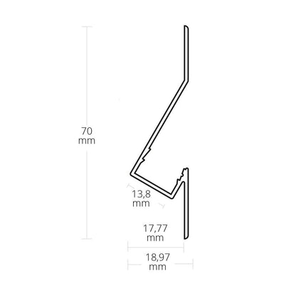 PI3n LED muurprofiel indirect 200cm, LED strips max. 13mm