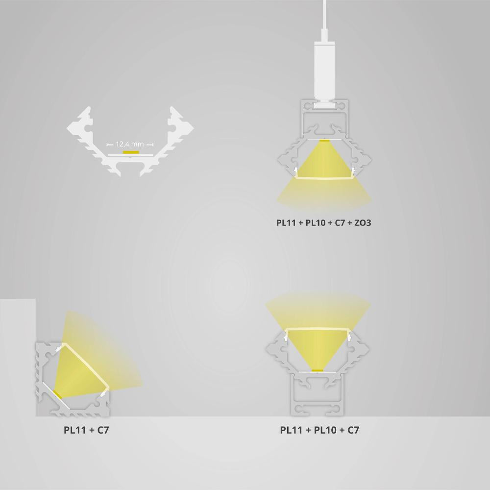 PL11 LED profiel 200cm, LED strips max. 12 mm