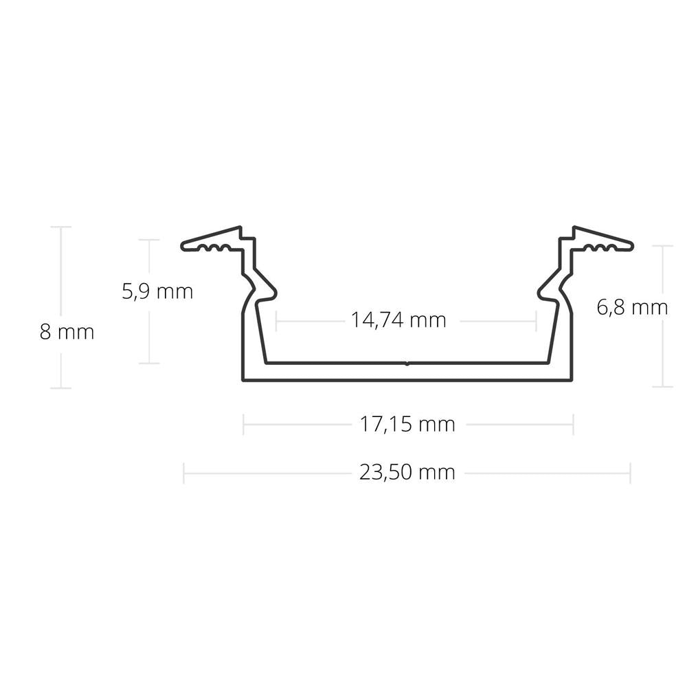 SL8F/NL8F installatie profiel 200 cm, geanodiseerd