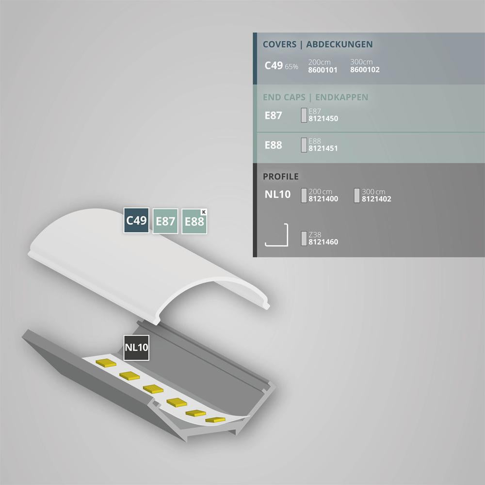 NL10 hoek profiel 200 cm, geanodiseerd LED strips max. 10 mm