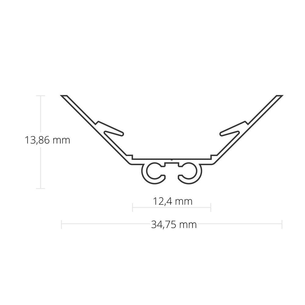 PO5 hoek profiel 200 cm, LED strips max. 12 mm geanodiseerd