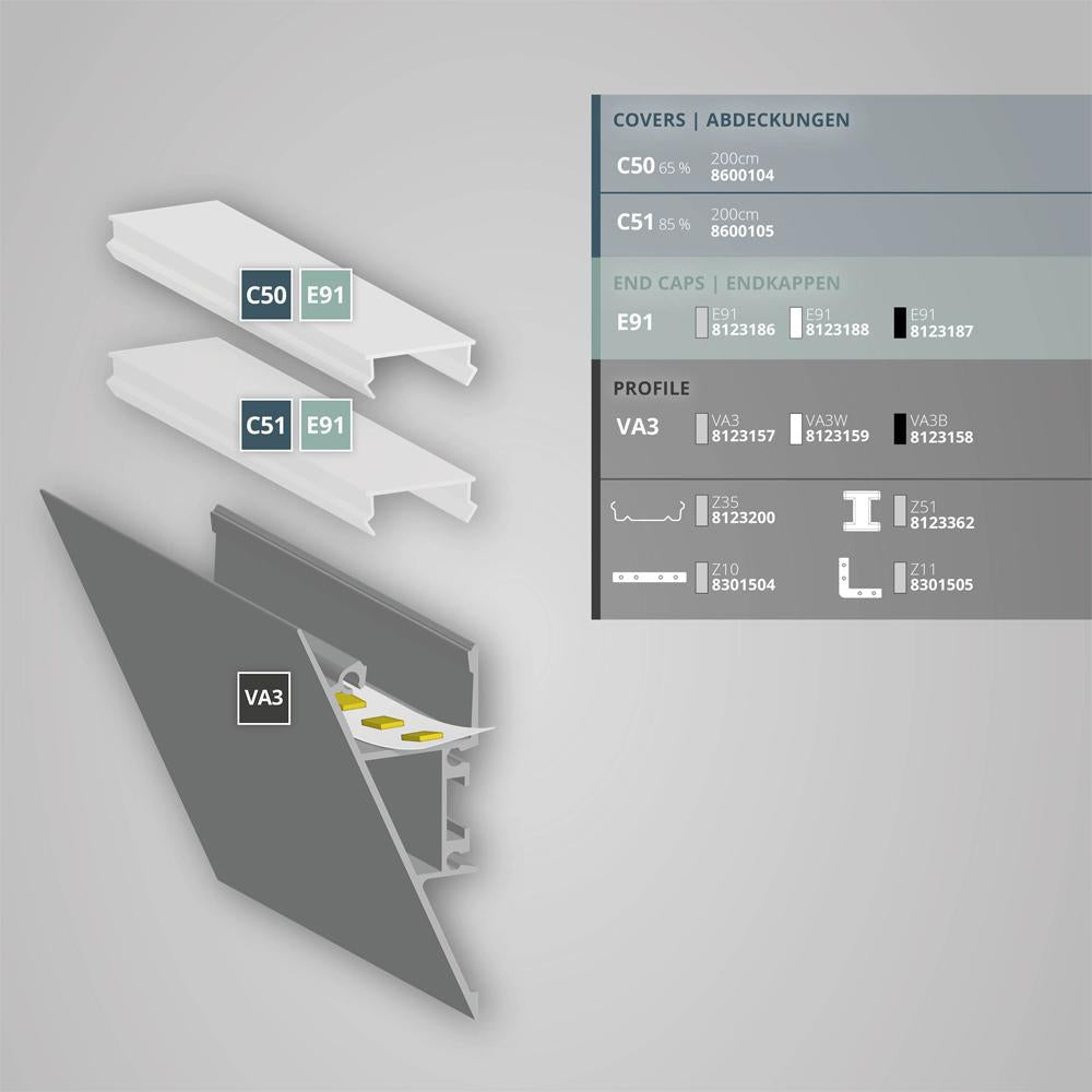 VA3 opbouw profiel 200cm