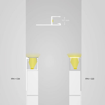FP4 tegel profiel finish up 200cm, wit RAL 9003, LED strip