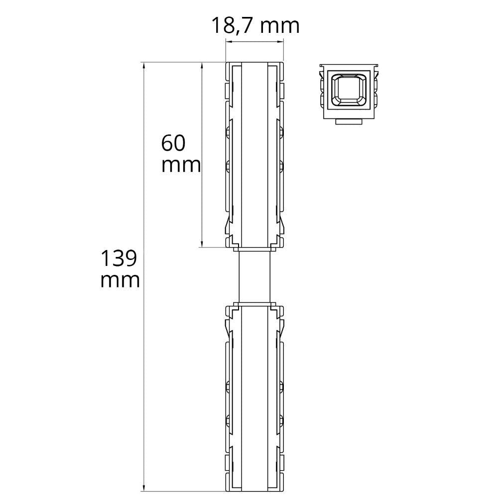 T48/20 | zwart | connector 45° TZ21 | 6A | flexibel