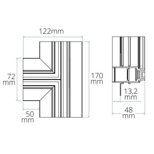 T48/20 | zwart | TS3 | T-rail TZ43 | horizontaal | NC