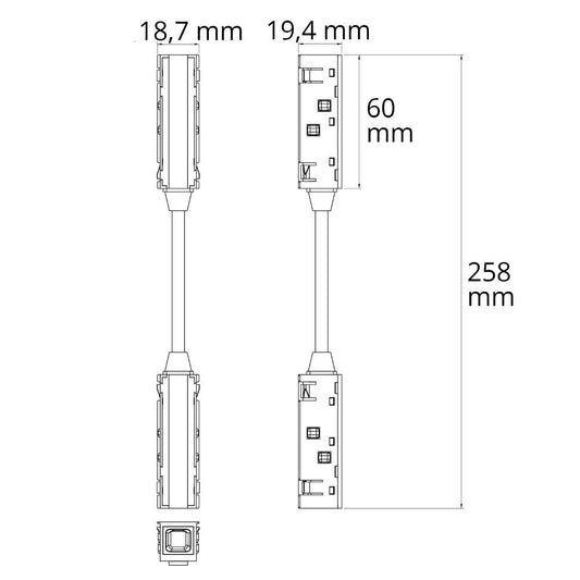 T48/20 | wit | connector 180° TZ20 | 6A | flexibel