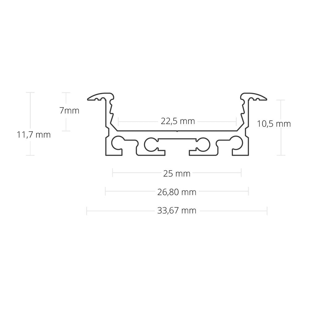 PN5 invoeg profiel 200 cm, plat/vleugel, zwart RAL 9005