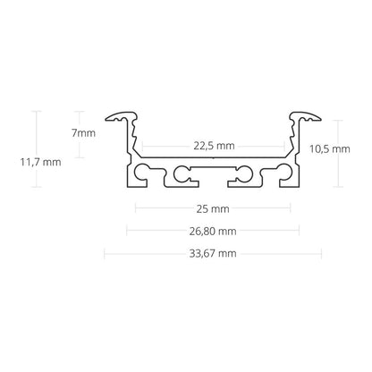 PN5b Installatie profiel 200 cm, plat/vleugel, wit RAL 9010