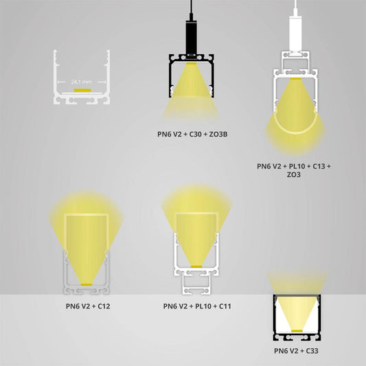 PN6n LED profiel 200cm, hoog, LED strips max. 20mm