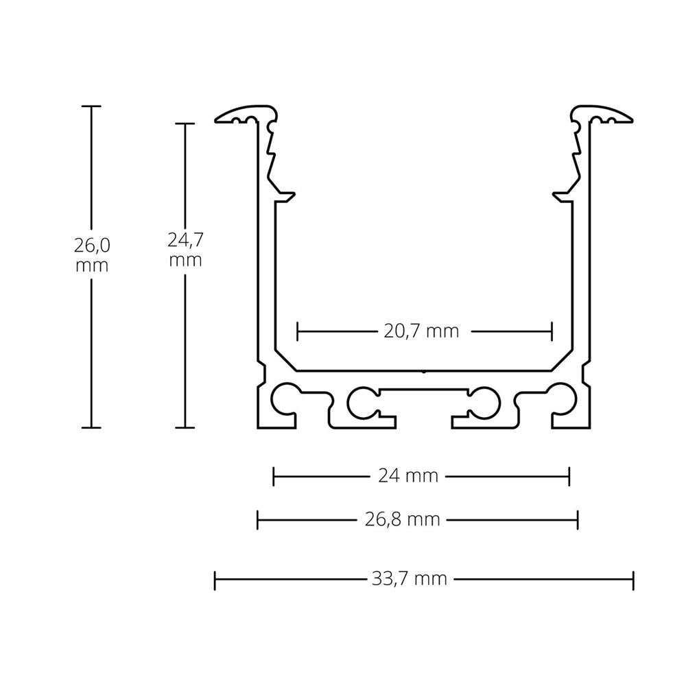 PN7n installatie profiel 200 cm, hoog