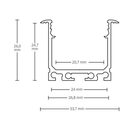 PN7n installatie profiel 200 cm, hoog