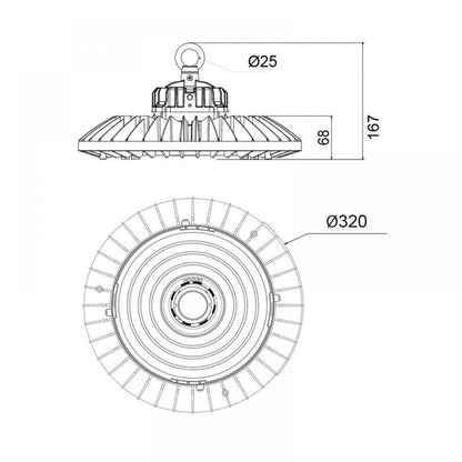 UFO high bay 150W | 140Lm/W | 5000K | vermogen/straling aanpasbaar