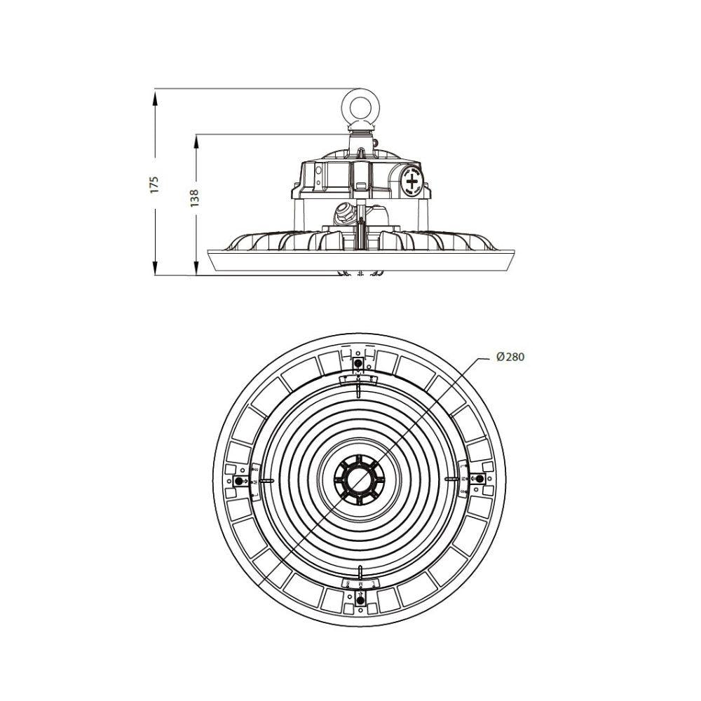 UFO high bay | 100/120/150W | 150 Lm/W | 3-CCT | 75/95/105°