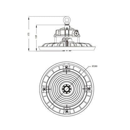 UFO high bay | 100/120/150W | 150 Lm/W | 3-CCT | 75/95/105°