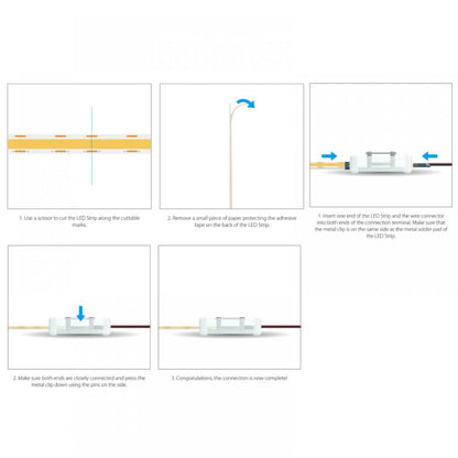 LED strip | COB TW | aansluitkabel | 10mmPCB | IP20 | 15cm cl