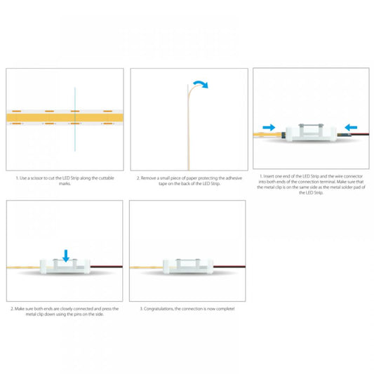 LED strip | COB SC | aansluitkabel | 8mmPCB | IP20 | 15cm cbl