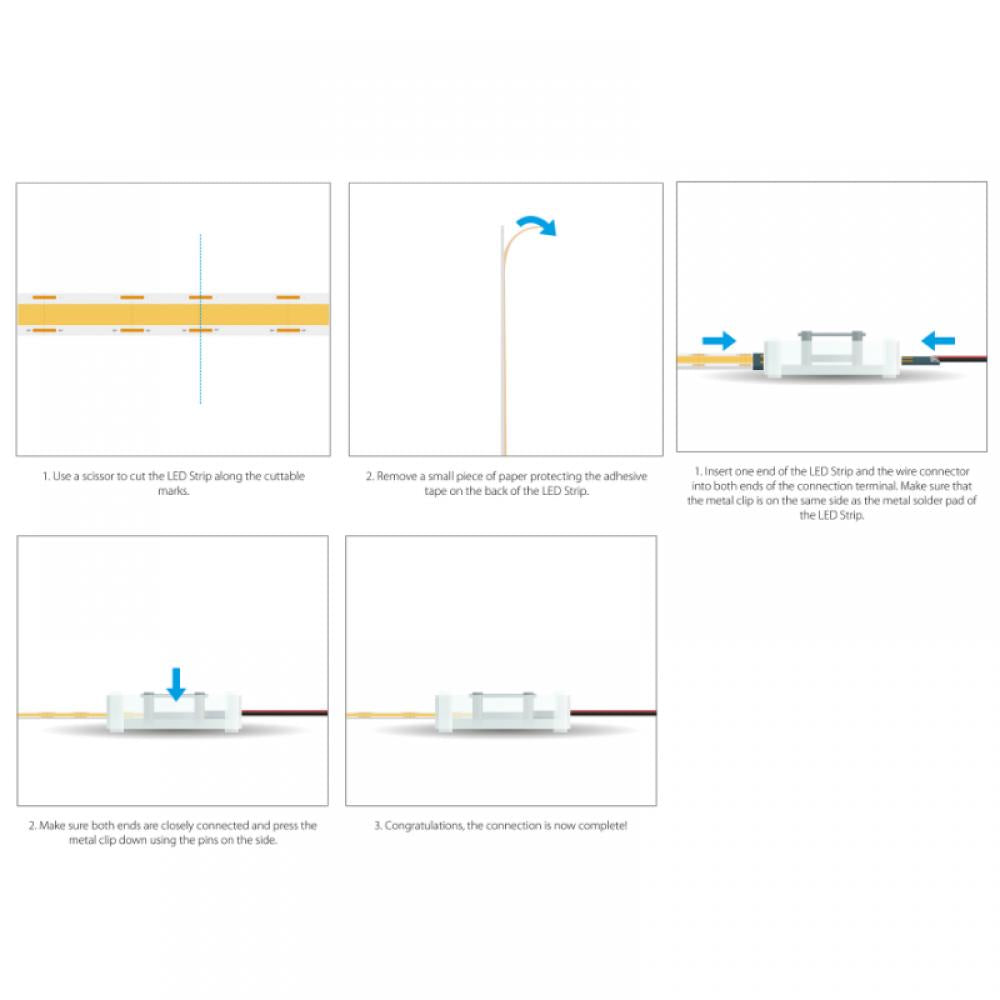 LED strip | COB SC | hoek conn. | 8mmPCB | IP20 | 15cm cbl