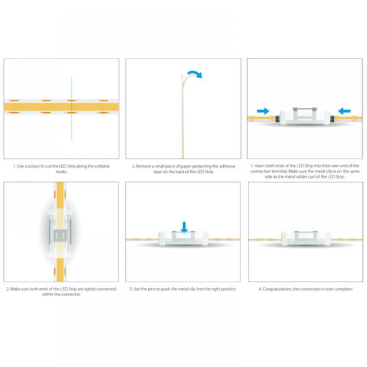 LED strip | COB TW | hoek conn. | 10mm PCB | IP20 | 15cm cbl
