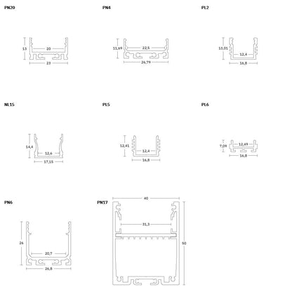 PO13 LED profiel 200cm, buigbaar, LED strips max. 15mm