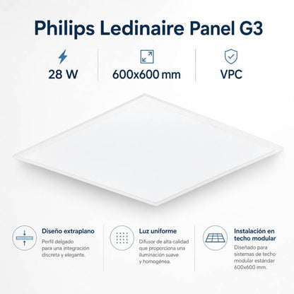 Lumexa Paneel LED 60 x 60 cm, 28 W, 3400 lm, UGR22, Philips Ledinaire G3 RC065B