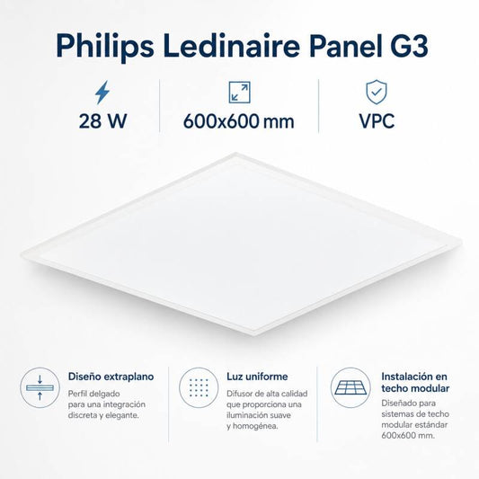 Lumexa Paneel LED 60 x 60 cm, 28 W, 3400 lm, UGR22, Philips Ledinaire G3 RC065B