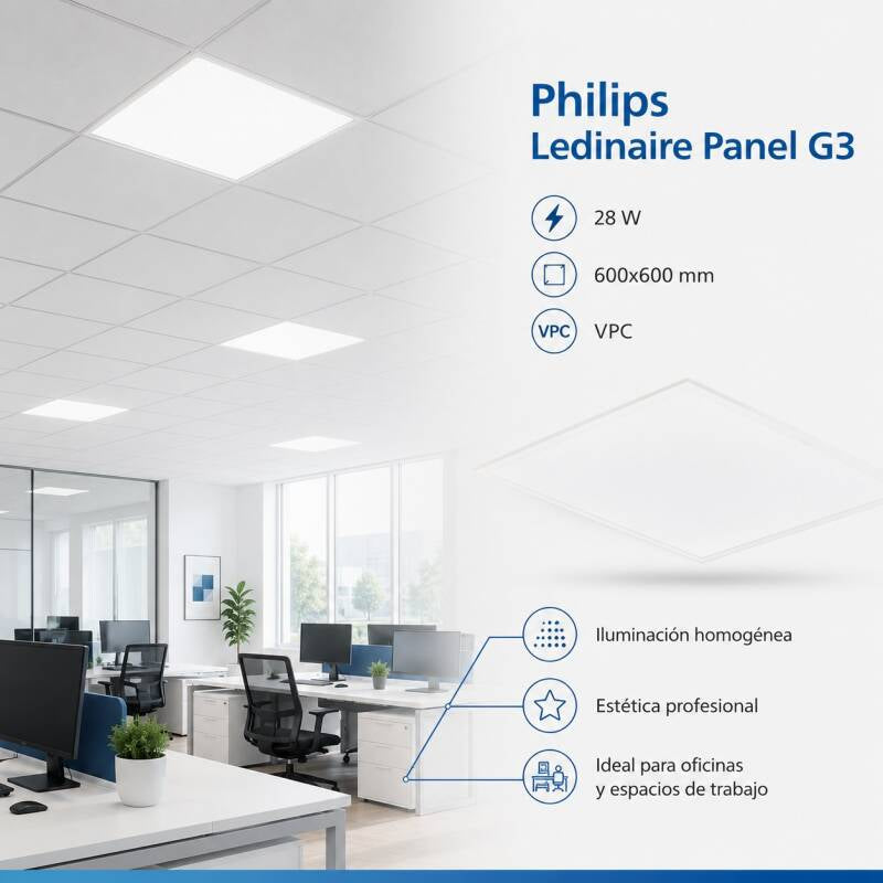 Lumexa Paneel LED 60 x 60 cm, 28 W, 3400 lm, UGR22, Philips Ledinaire G3 RC065B