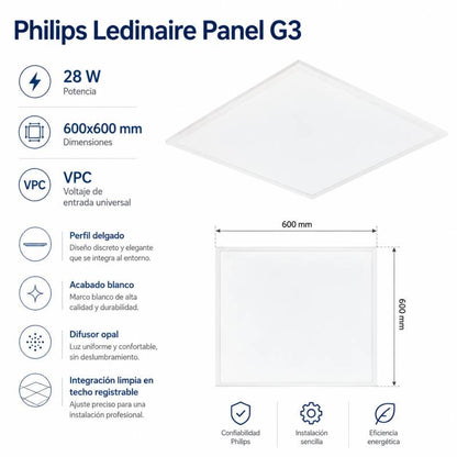 Lumexa Paneel LED 60 x 60 cm, 28 W, 3400 lm, UGR22, Philips Ledinaire G3 RC065B