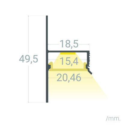 Lumexa Aluminium Profiel Inbouw voor Wand/Plafond met Doorlopende Afdekking Geschikt voor LED-strip tot 15 mm