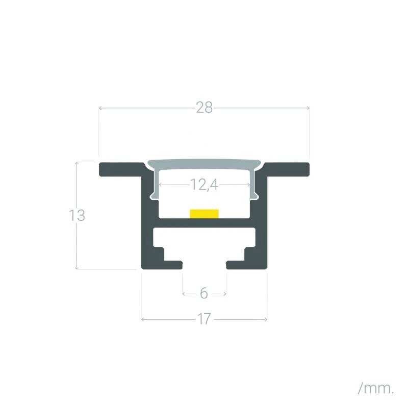 Lumexa Inbouw aluminium plafondprofiel met 1m Clips voor LED-strip tot 12 mm