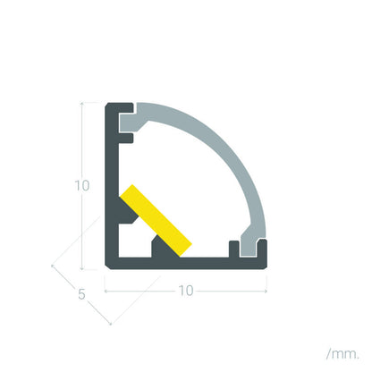 Lumexa Aluminium hoekprofiel met ronde afdekking 2m voor LED-strip tot 5 mm