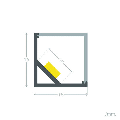 Lumexa Aluminium driehoekig hoekprofiel 2m voor LED-strip tot 10mm