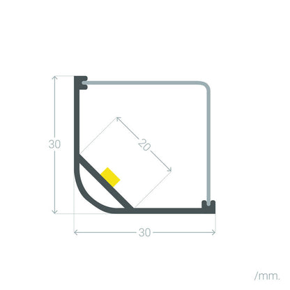 Lumexa Aluminium Driehoekig Profiel 2m voor LED-strip tot 20mm
