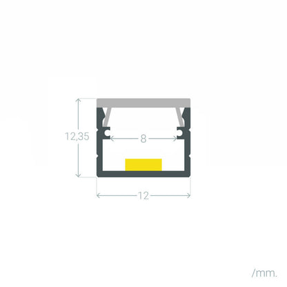 Lumexa Aluminium opbouwprofiel 2m voor LED-strip tot 8 mm