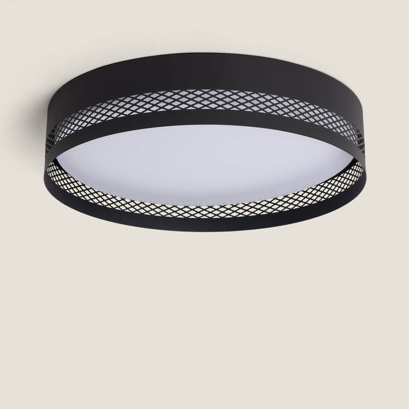 Saskaro L plafondlamp rond mat zwart