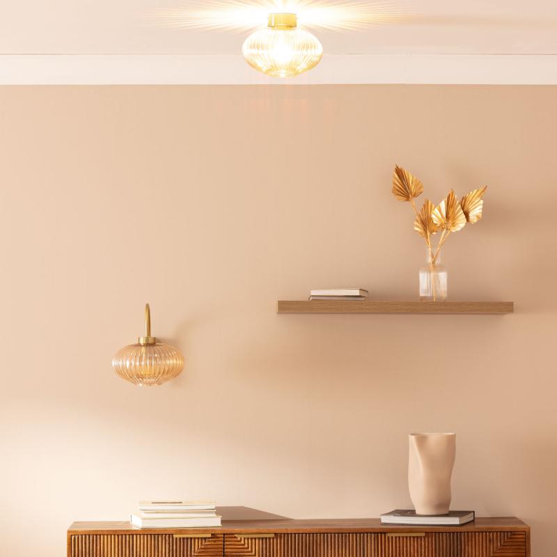 Lumexa Basilaro Plafondlamp Metaal en Glas Amber
