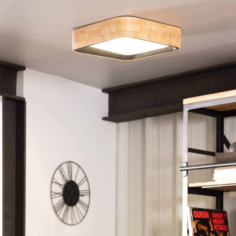Lumexa Houtivo LED Plafondlamp Vierkant Hout 15W CCT 370x370
