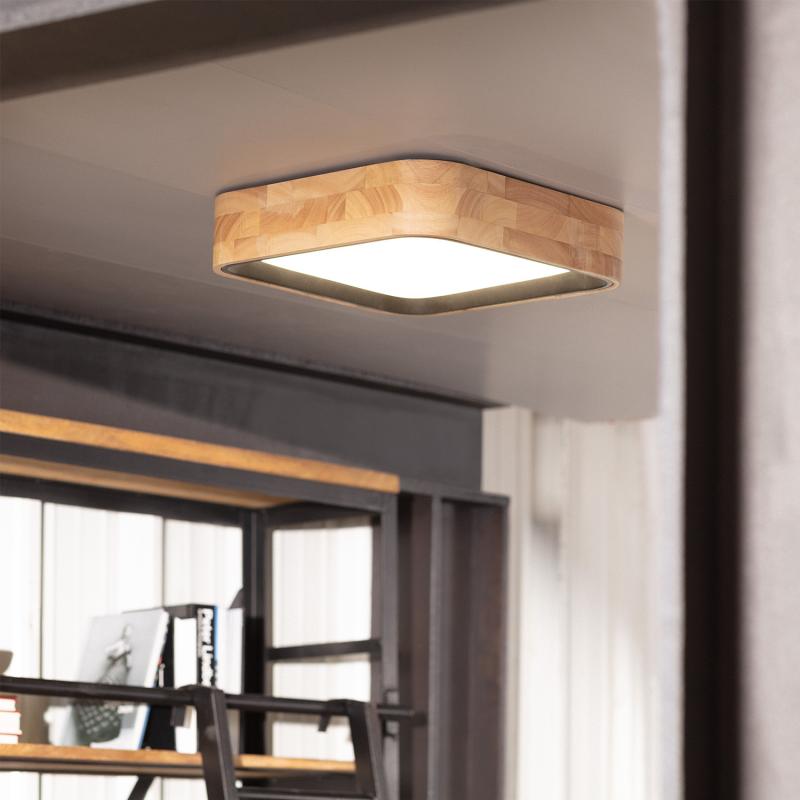 Lumexa Houtivo LED Plafondlamp Vierkant Hout 15W CCT 370x370