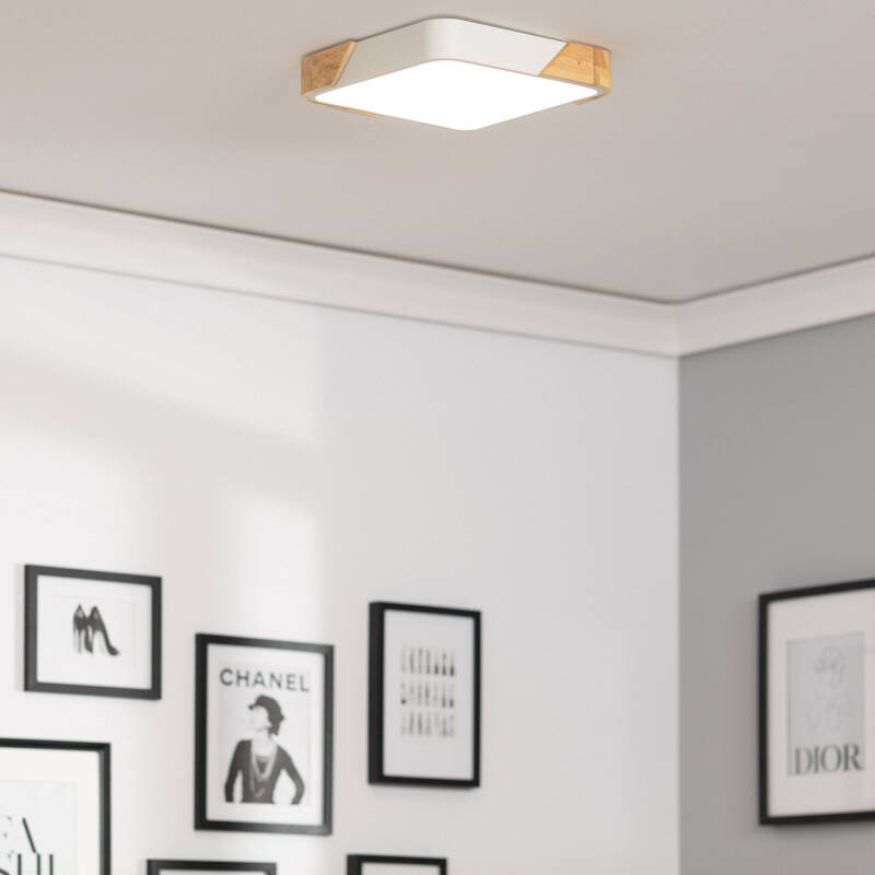 Lumexa Houtivo LED Plafondlamp Vierkant Hout 18W CCT 325x325