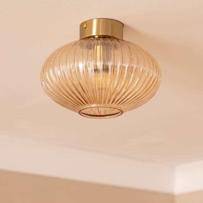 Lumexa Basilaro Plafondlamp Metaal en Glas Amber