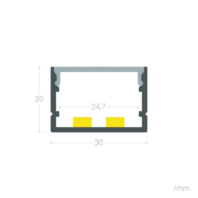Aluminium profiel opbouw | voor dubbele LED-strip tot 22mm