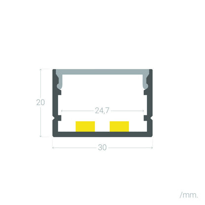 Aluminium profiel opbouw | voor dubbele LED-strip tot 22mm